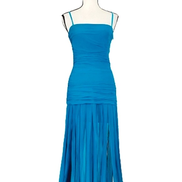 BCBGMaxAzria Dresses & Skirts - BCBGMAXAZRIA SILK FRINGE PANEL MAXI DRESS